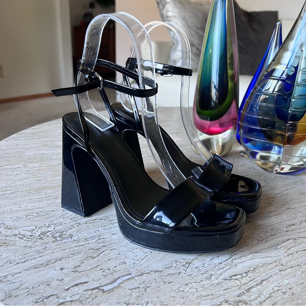 Black Patent Leather Platform Heels